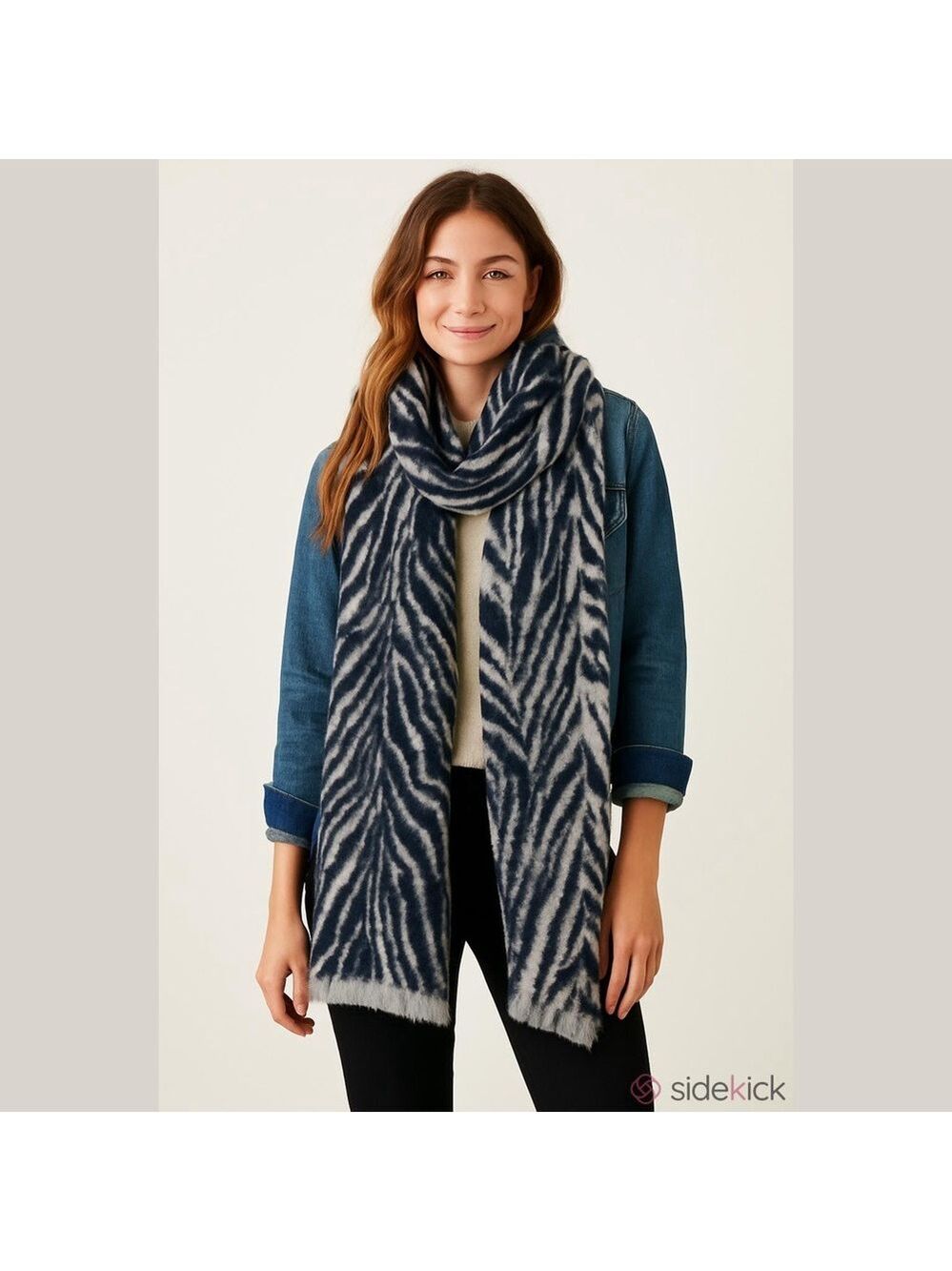 American Eagle Faux Fur Zebra Reversible Blanket Scarf